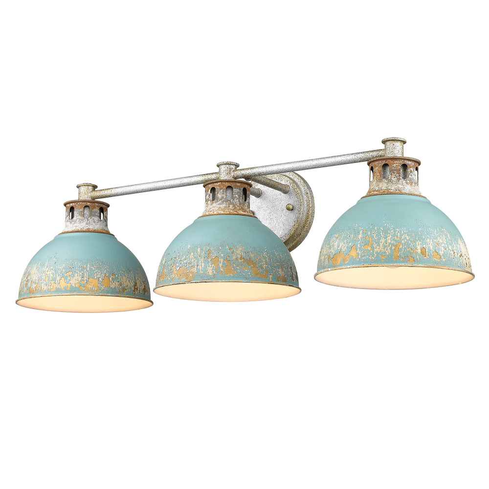 Golden Lighting Kinsley 3-light Vanity in Antique Teal shade